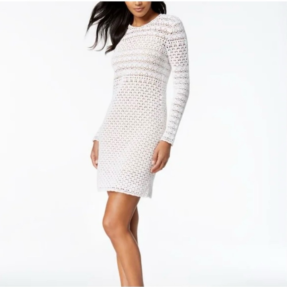 100% Cotton MICHAEL Michael Kors White Hand Crocheted Dress Size XL - Picture 2 of 9